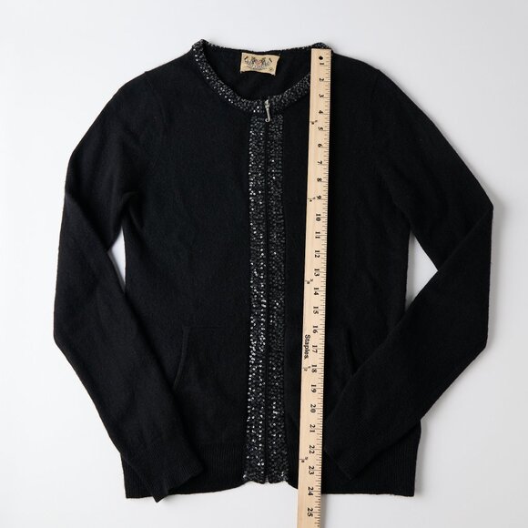 Vtg Y2K 2005 Juicy Couture Cashmere Zip Cardigan M Black Sequin Heiress Knit - Picture 4 of 9